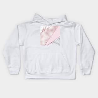 Deep rose gold with grey marble Kids Hoodie